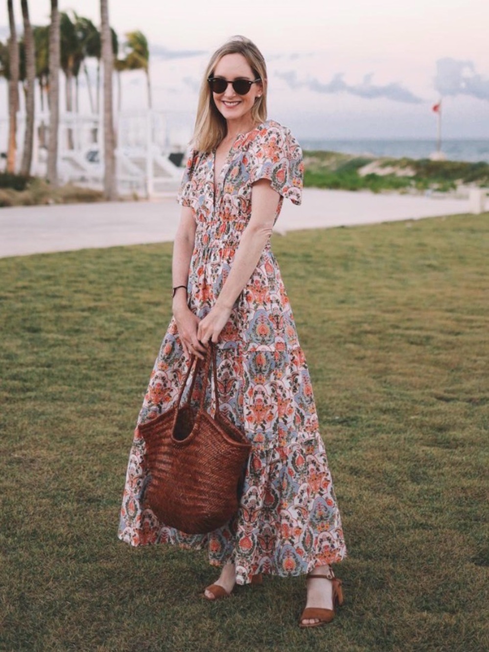 TikTok Fave ❤️ Anthropologie Somerset Paisley Print Maxi Dress Blue Pink Green L